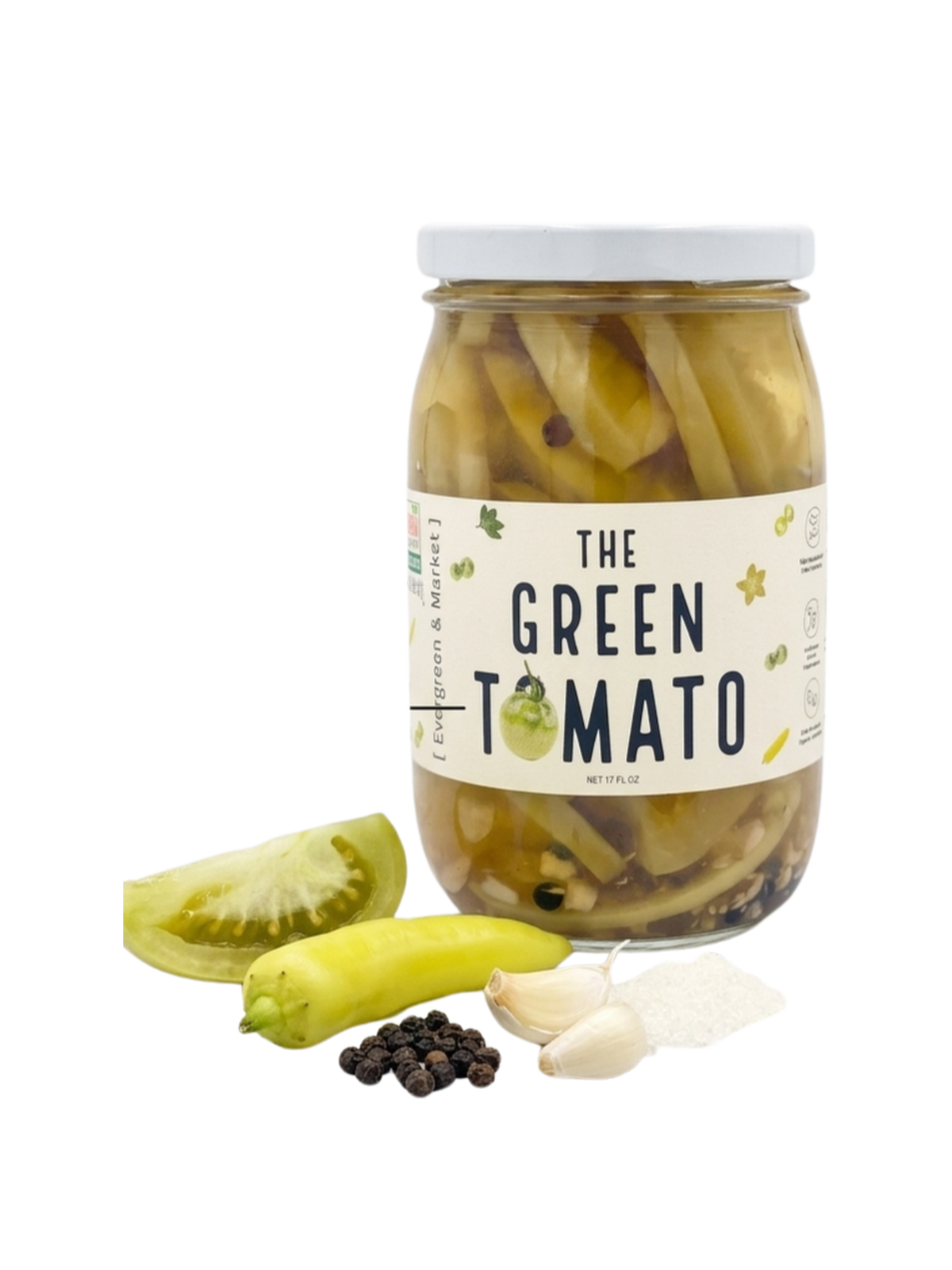 Jar of The Green Tomatoes pickled green tomatoes by [PICKLES]