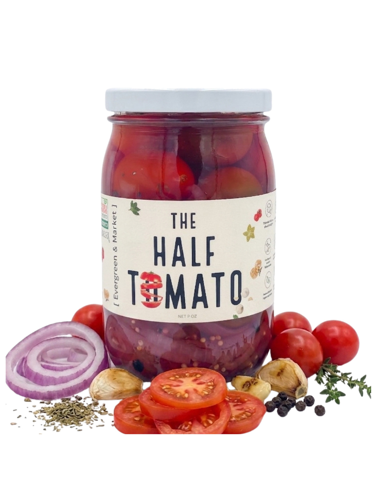 The Half Tomatoes — 17 oz jar of pickled half tomatoes by [PICKLES]