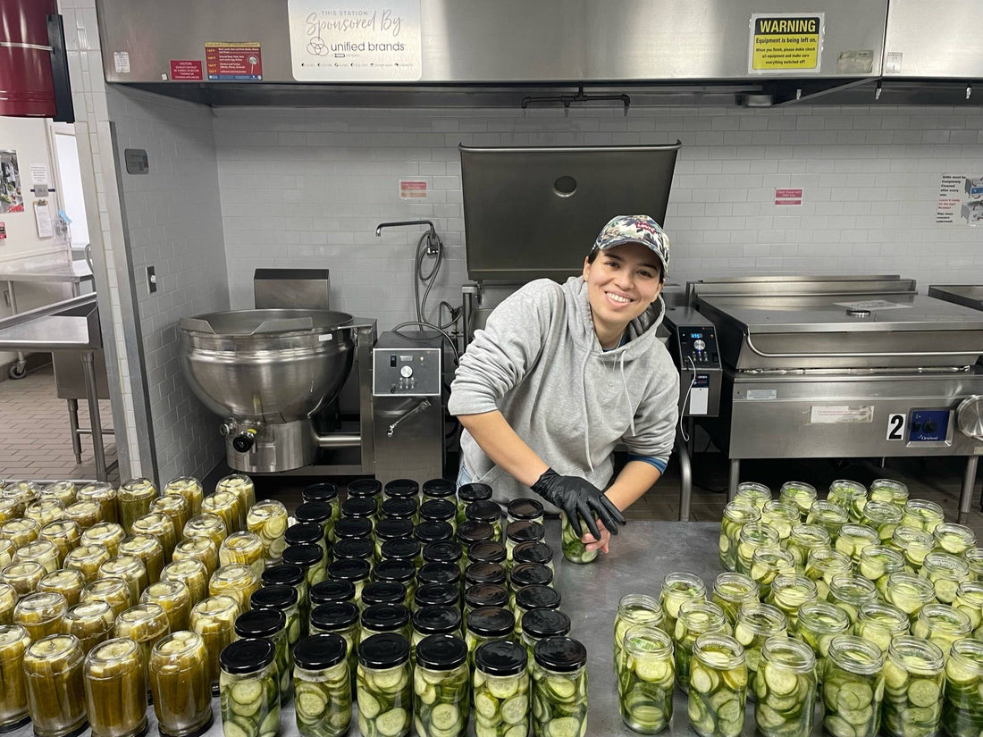 Freshly filled jars in the [PICKLES] kitchen in Atlanta