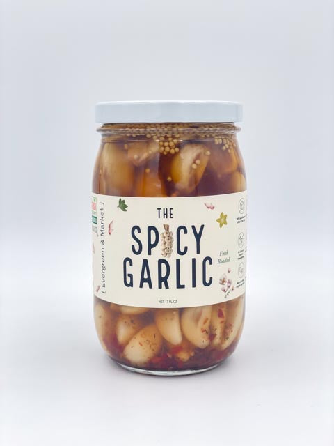 Bold Spicy Pickled Garlic jar front view