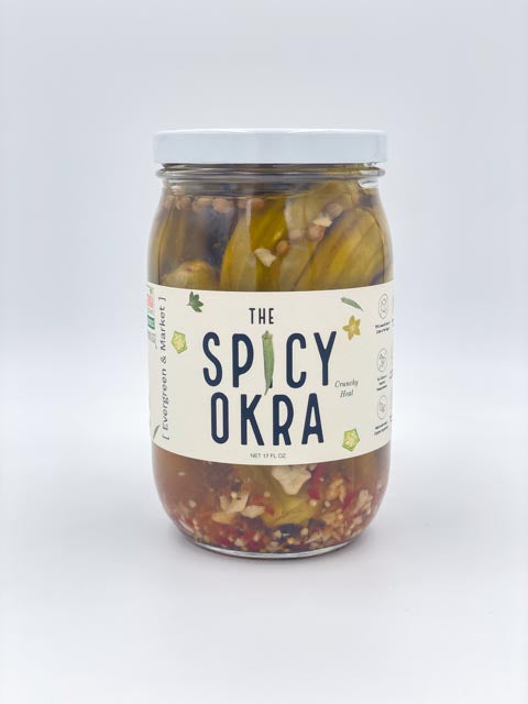 Spicy Crunchy Okra Pickles jar front view