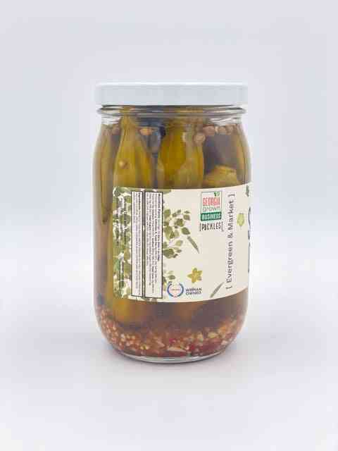 Spicy Crunchy Okra Pickles jar side label