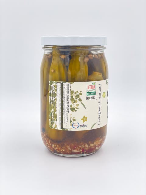 Spicy Crunchy Okra Pickles jar side label