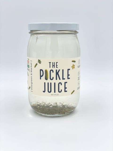 The Pickle Brine by Evergreen and Market - jar of savory tomato-kissed pickle brine for Bloody Marys and cooking