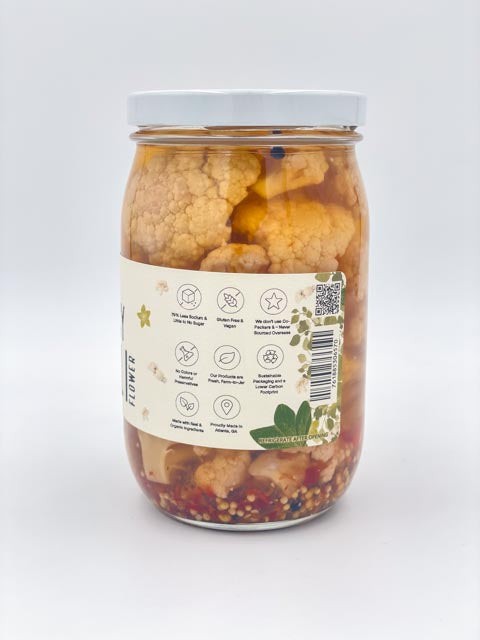 The Spicy Cauliflower Pickles jar back view