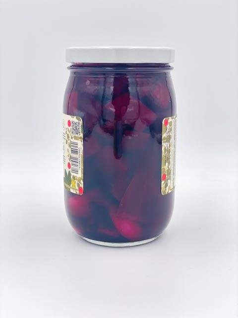 The Red Beets Pickles jar side view