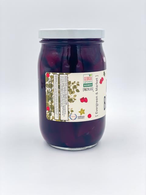 The Red Beets Pickles jar side label view