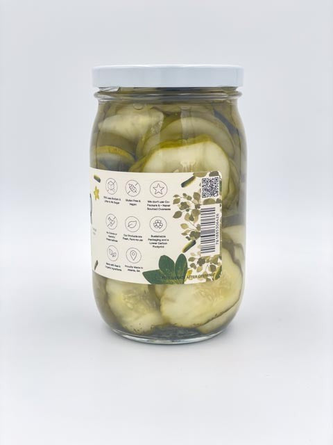 The Power Sour pickles side view jar