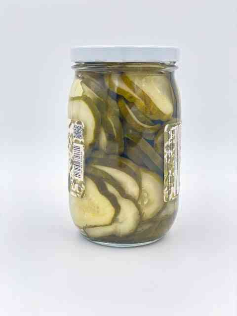 The Power Sour pickles jar with label