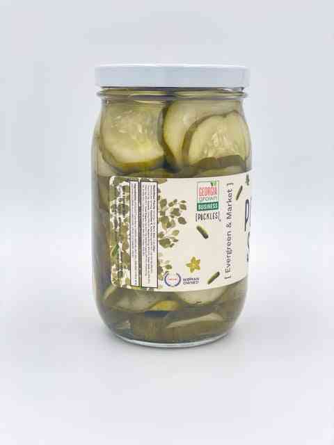 The Power Sour pickles jar back view