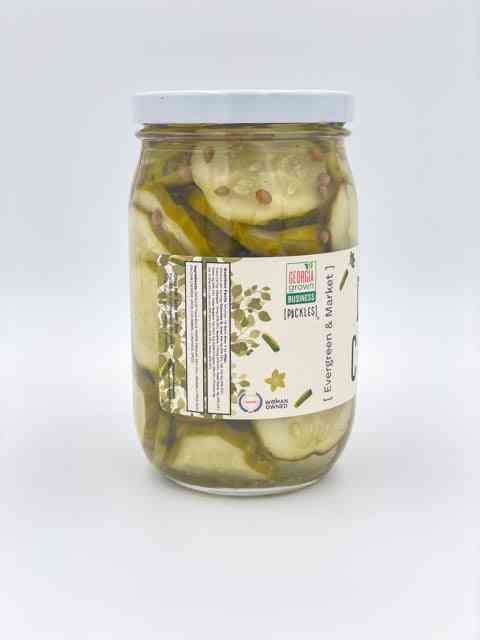 The Dill Chips pickles jar side view with label