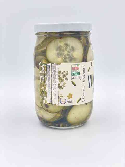 Vintage Pickles jar side angle