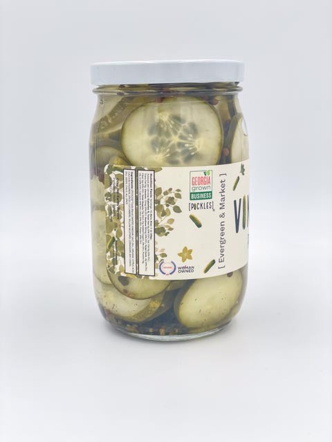 Vintage Pickles jar side angle