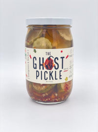 The Ghost Pickle jar with bold heat and garlic flavor