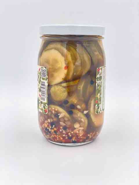 Side view of The Ghost Pickle jar highlighting contents