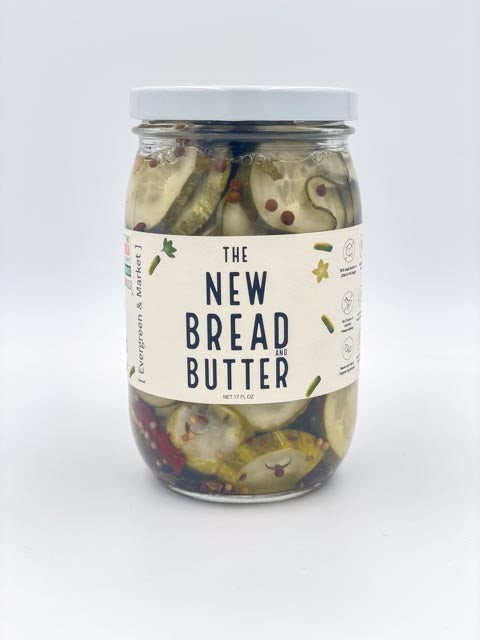 The New Bread and Butter pickles in glass jar