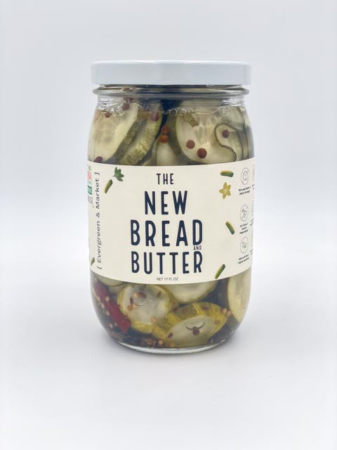 The New Bread and Butter pickles in glass jar