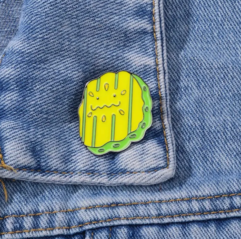 Pickle enamel earrings close-up