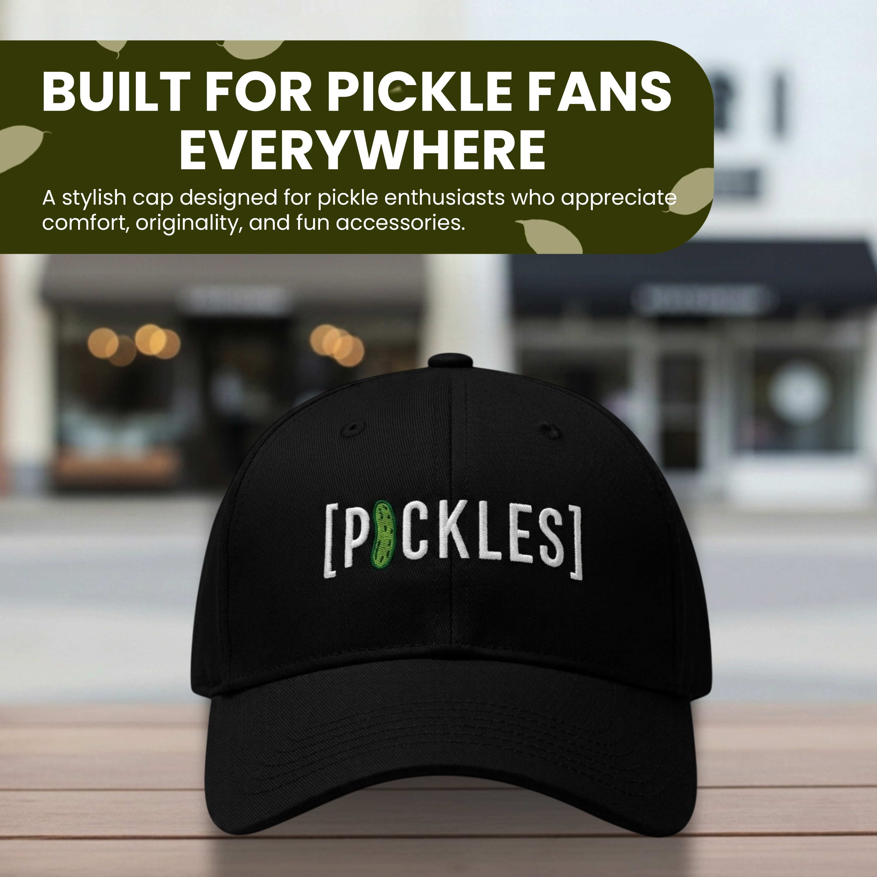 Pickle Dad Cap hat side view showing adjustable strap