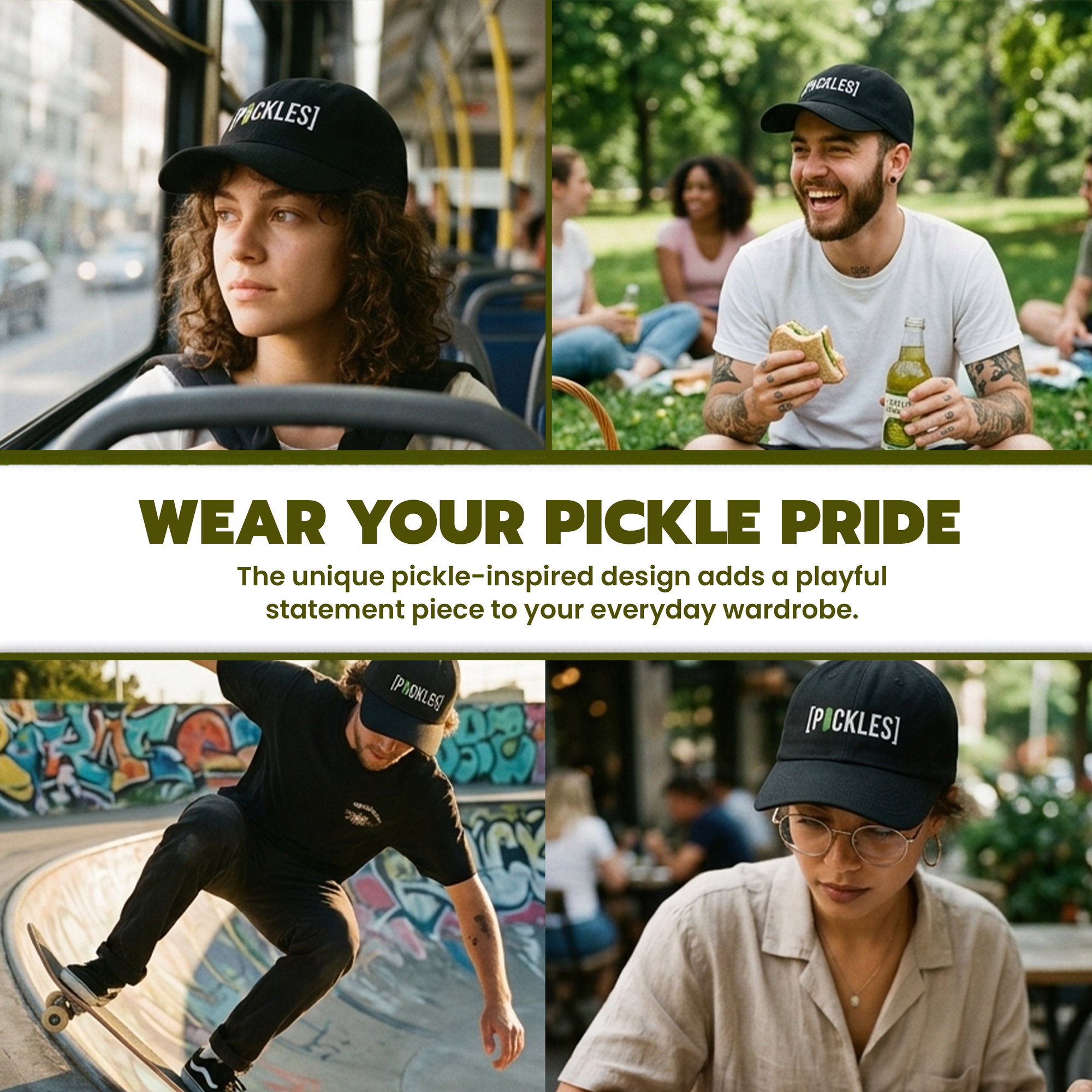 Pickle Dad Cap hat worn by model