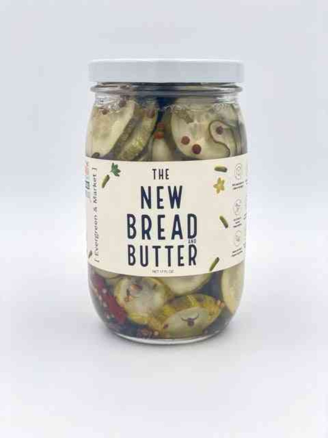 The New Bread and Butter pickles in glass jar