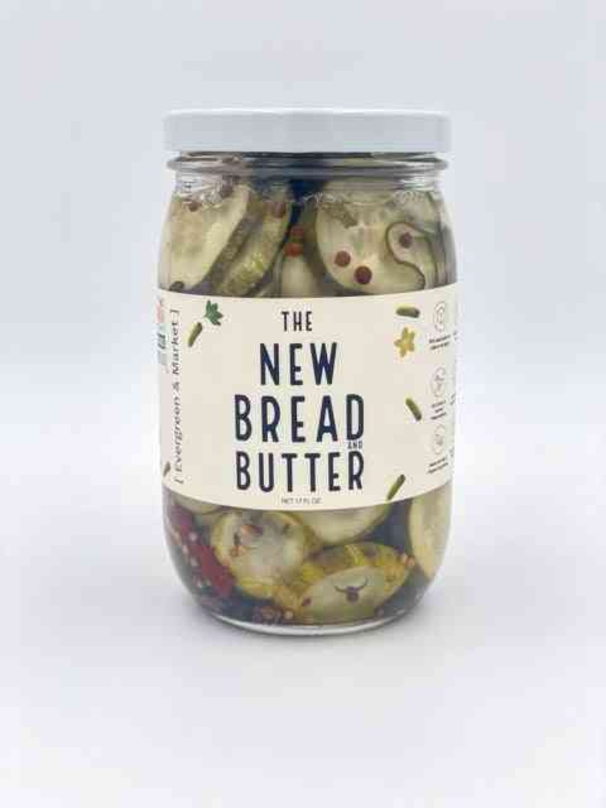 The New Bread and Butter pickles in glass jar