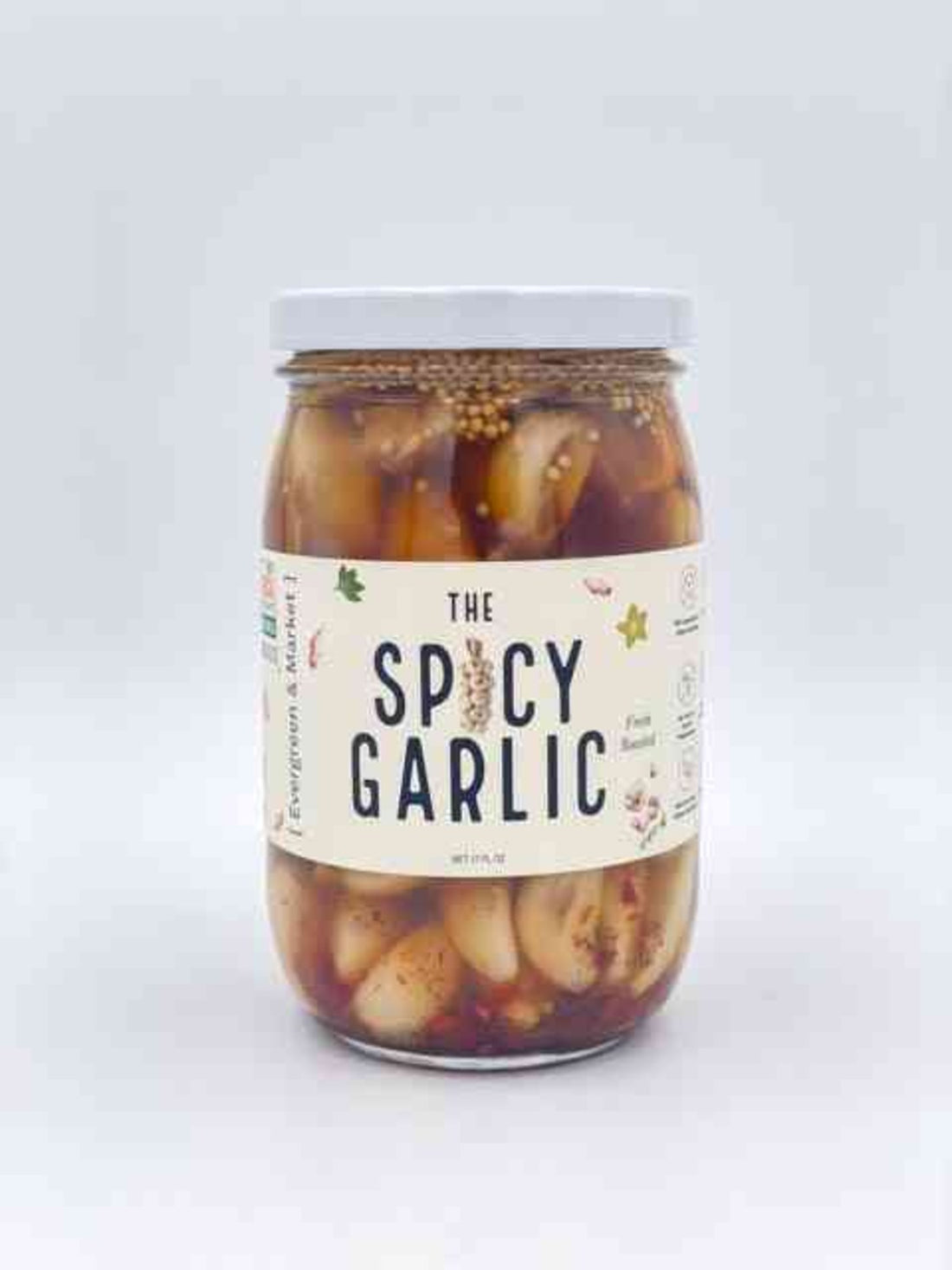 Bold Spicy Pickled Garlic jar front view